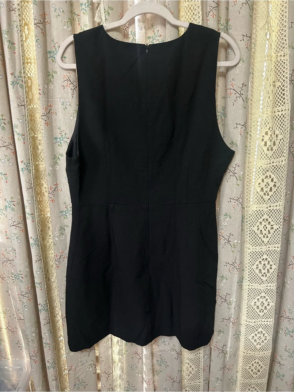 RIHOAS Black Linen Blend‎ Deep V Neck Mini Dress XL NWT
